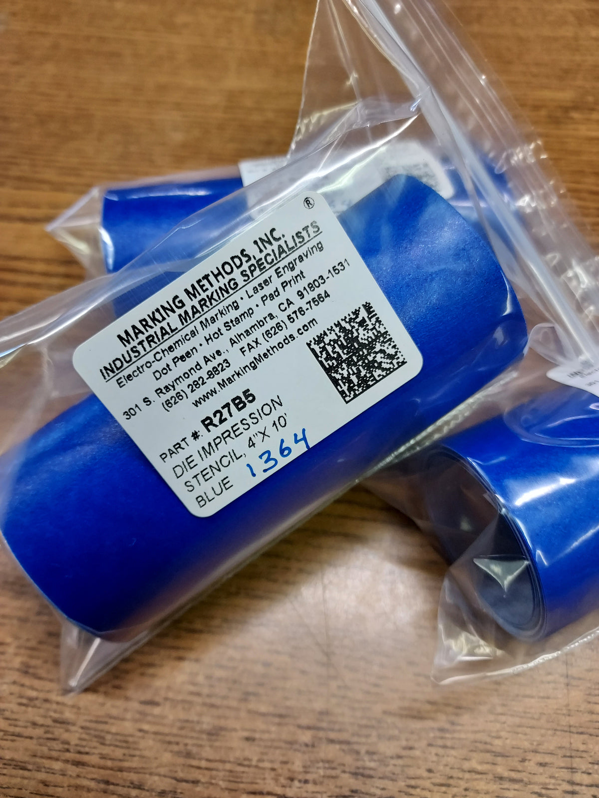 4" x 10 Roll, Blue Die-Impression Stencil