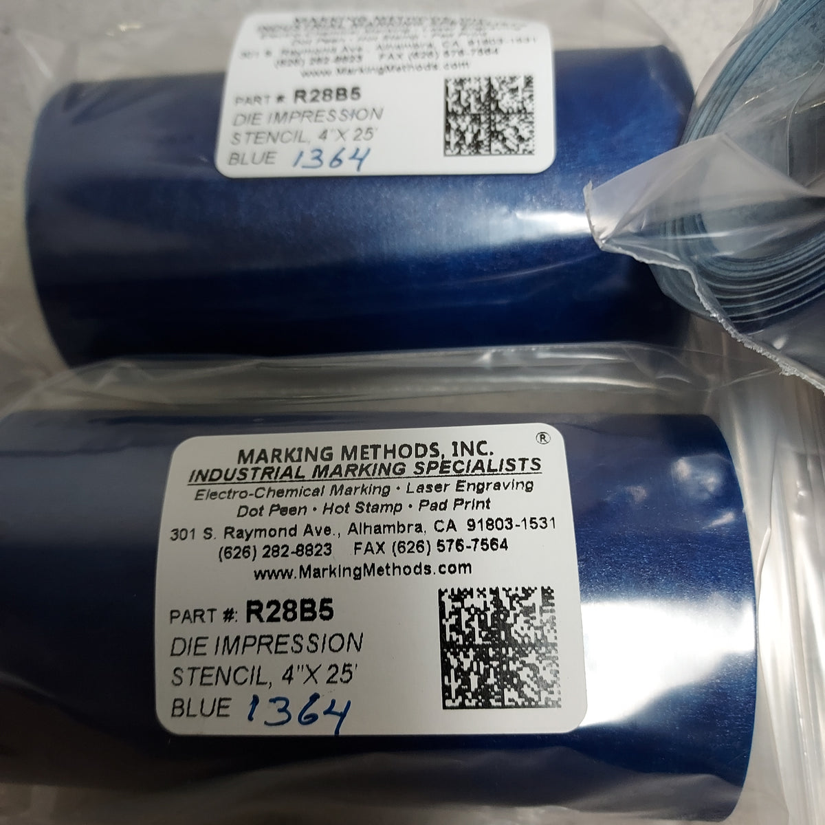 4" x 25 Roll, Blue Die-Impression Stencil
