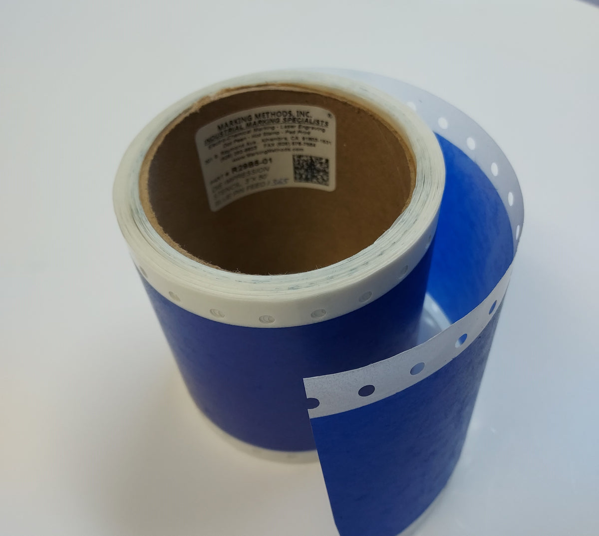 3" x 50' Roll, Blue PIN FEED Die-Impression Stencil